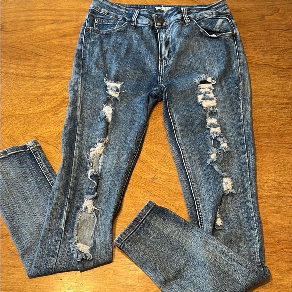 Sweet Look Classic Blue Distressed Skinny Jeans